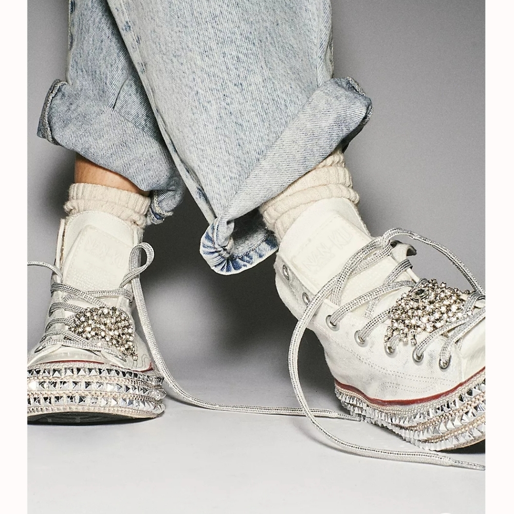 Free People/ Nan-Ku Cruise Studded Hi Top Sneakers- Sz 7/37
